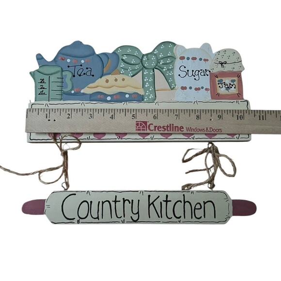 Vtg Country Kitchen Wooden Sign Retro Farmhouse Wall Plaque Sugar Tea Jam Tole - Picture 4 of 4
